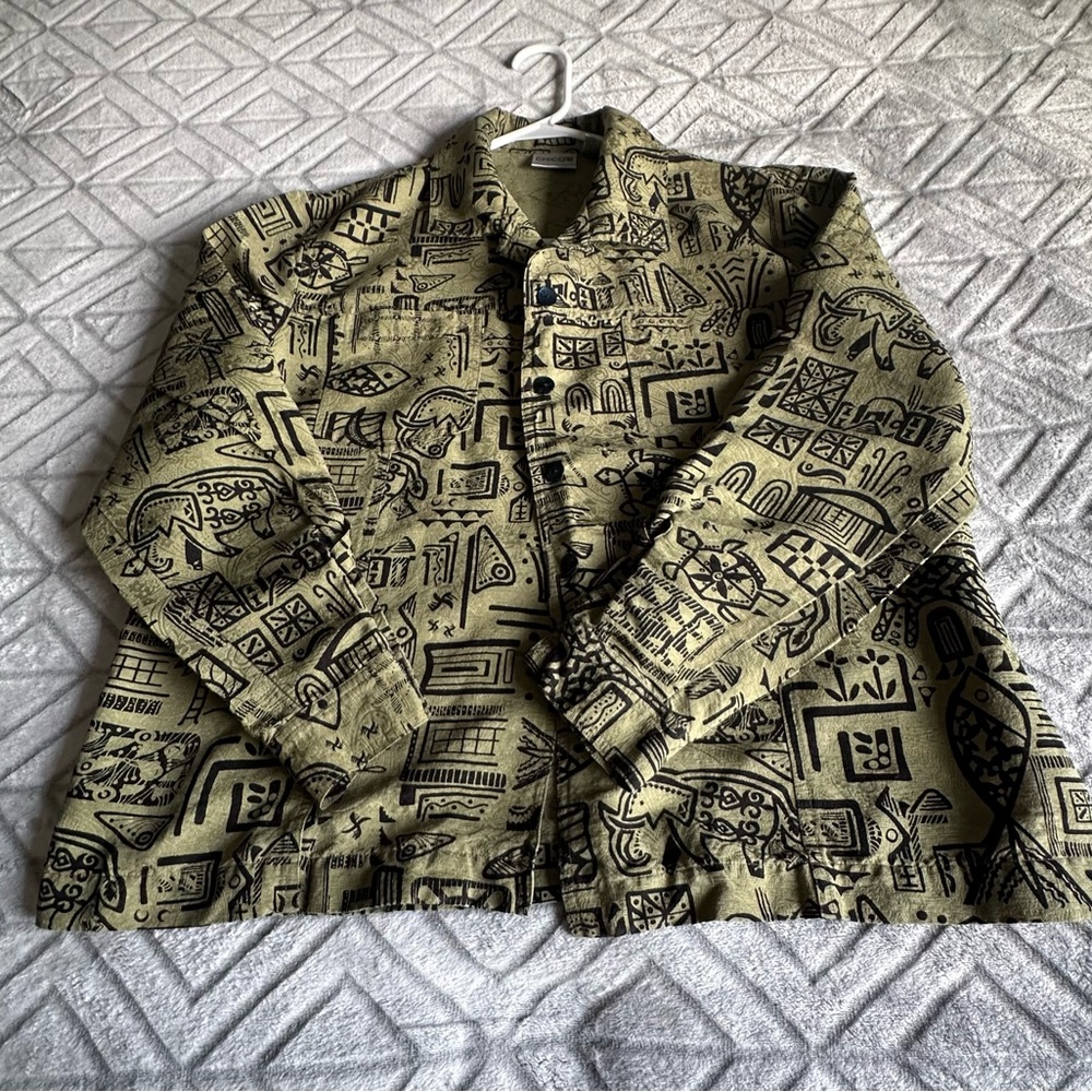 Chico’s Artisan Animal Print Utility Shirt Jacket - Size 2 (Large)